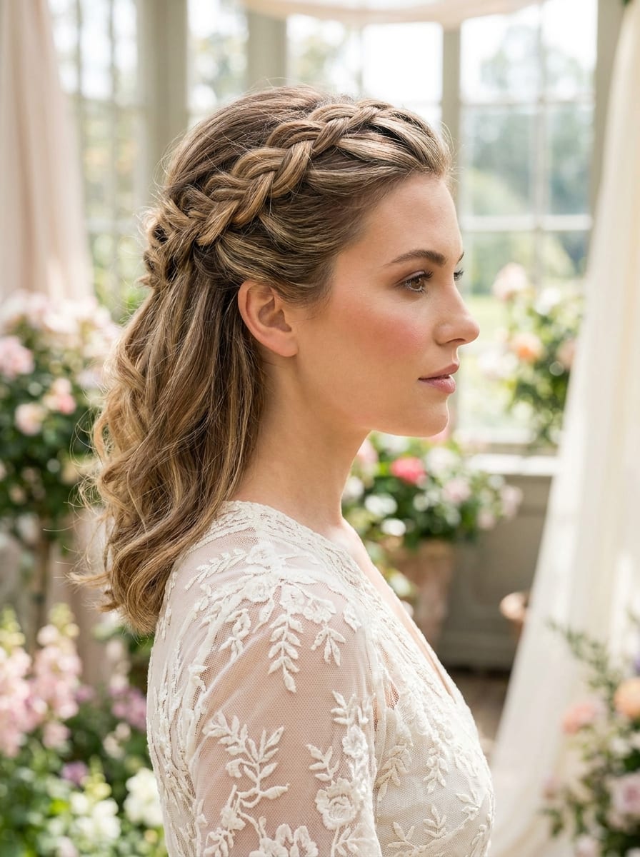 Geflochtener Half-up Look - Festliche Frisur für mittellange Haare